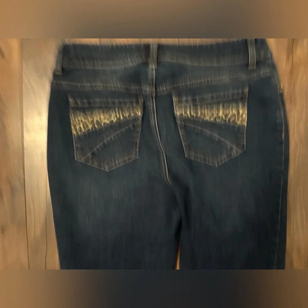 Chico’s Leopard Trim Ankle Jeans Sz 0 Dark Wash Stretch Denim Animal Print - Picture 8 of 8